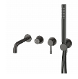 Смеситель встроенный + ручной душ + излив Uno Gun Metall